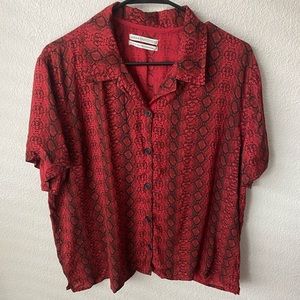 Urban Outfitters Red Snakeskin Button Up